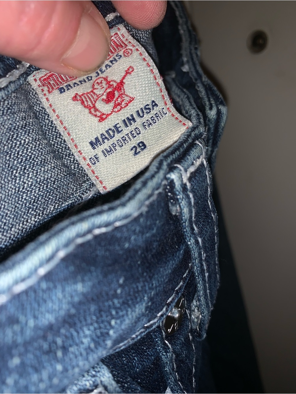 True Religion Red & White Logo Patch Denim